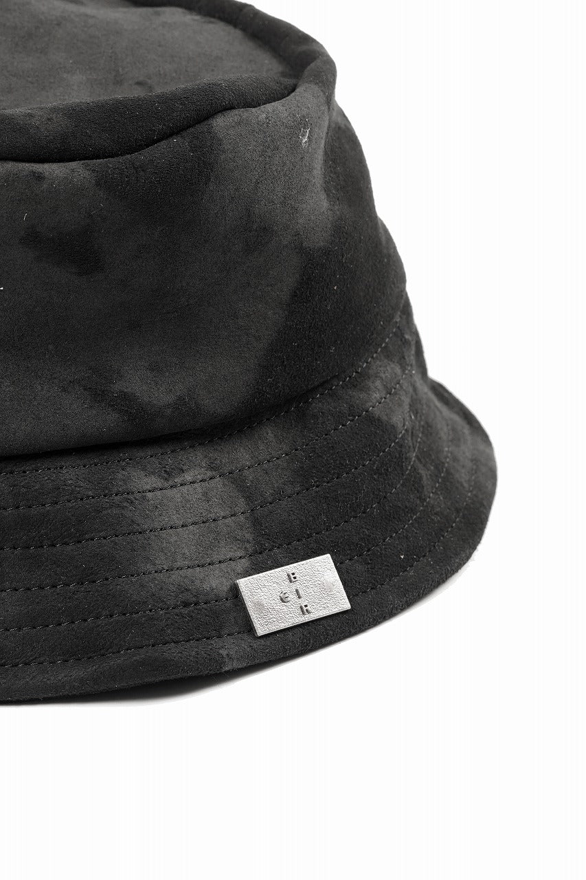 ierib Leather Bucket Hat / Lamb Suede (BLACK) - Image 9