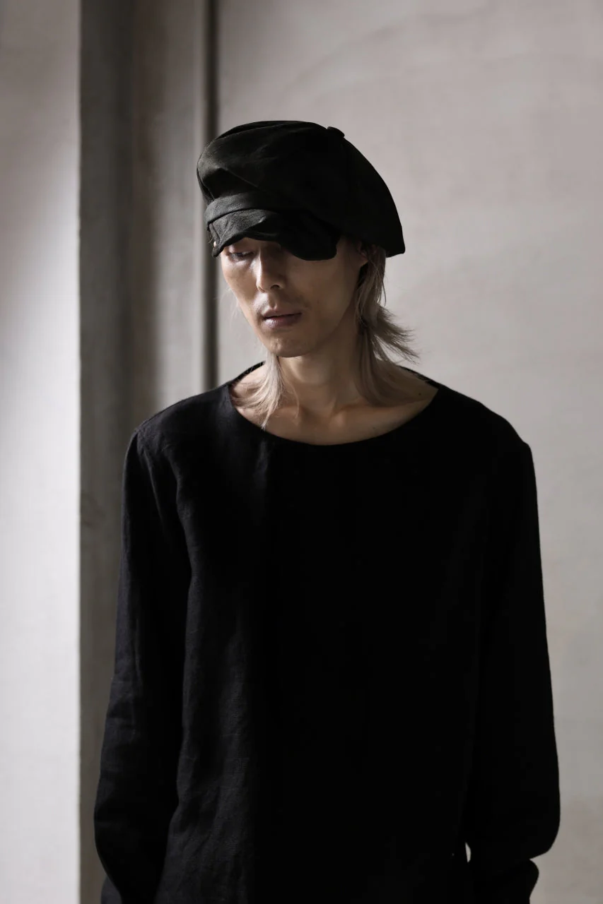 ierib Leather Casquette Cap / Lamb Suede (BLACK) - Image 10