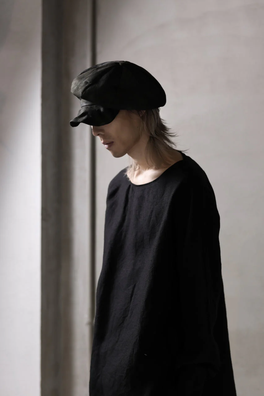 ierib Leather Casquette Cap / Lamb Suede (BLACK) - Image 12
