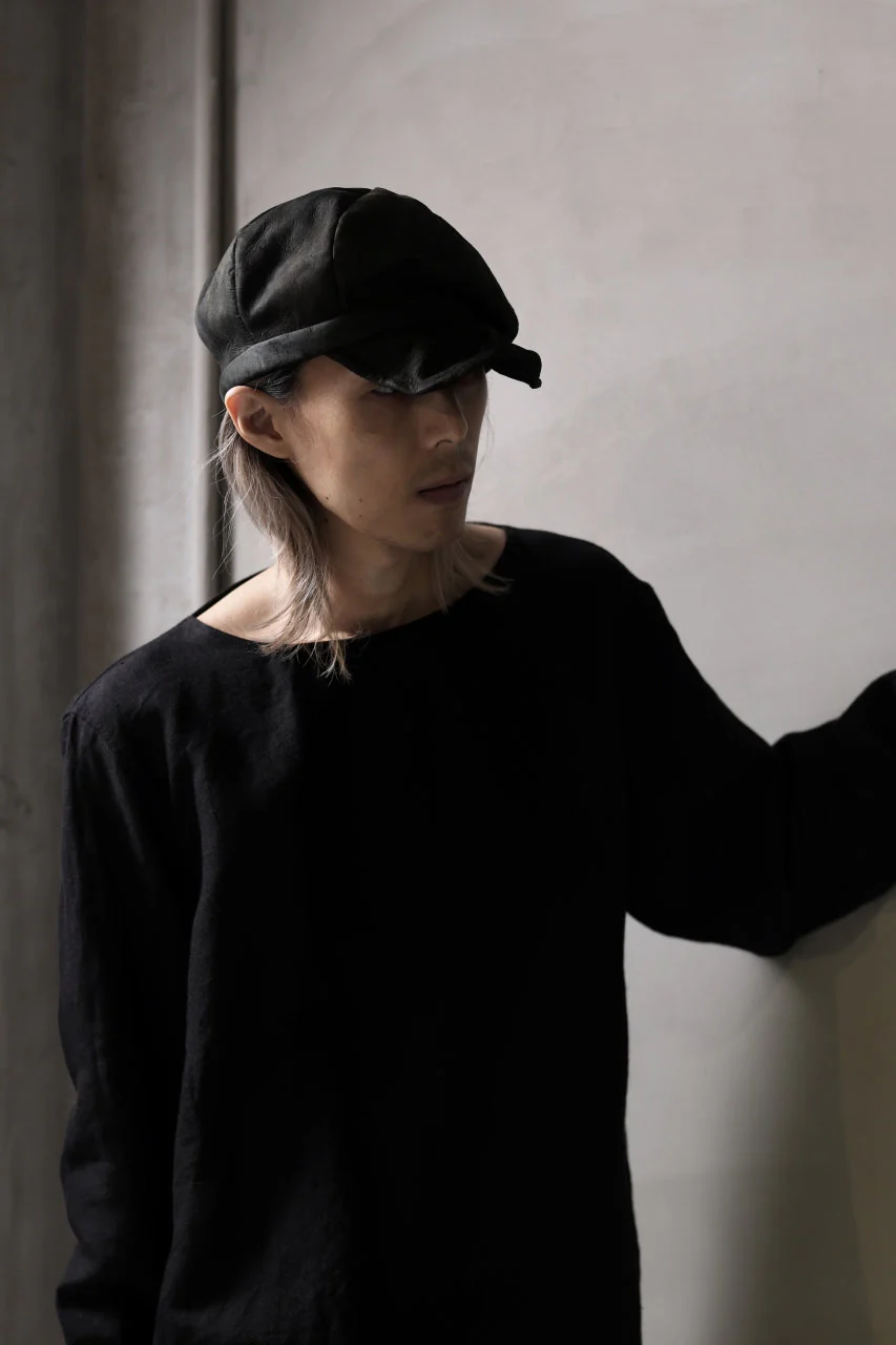 ierib Leather Casquette Cap / Lamb Suede (BLACK) - Image 14