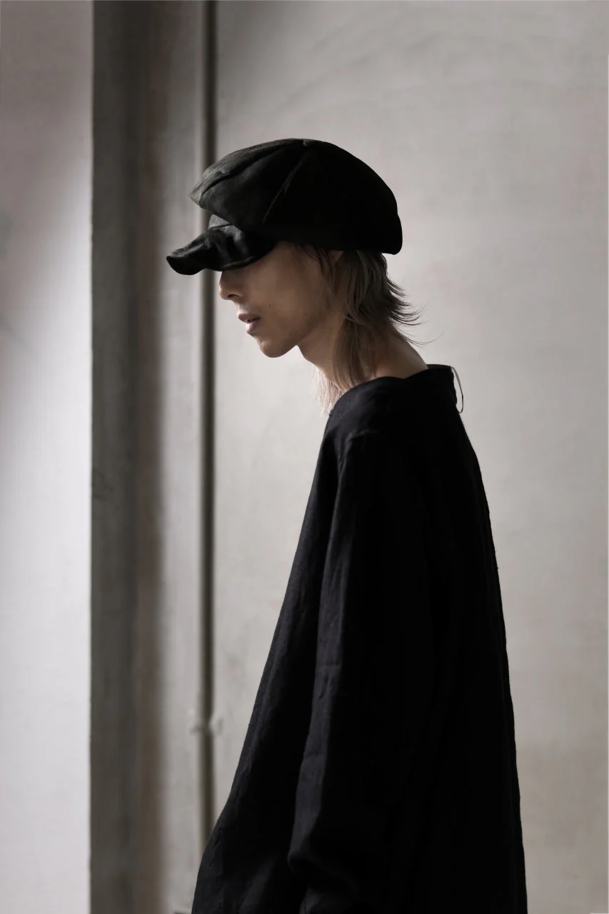 ierib Leather Casquette Cap / Lamb Suede (BLACK) - Image 16