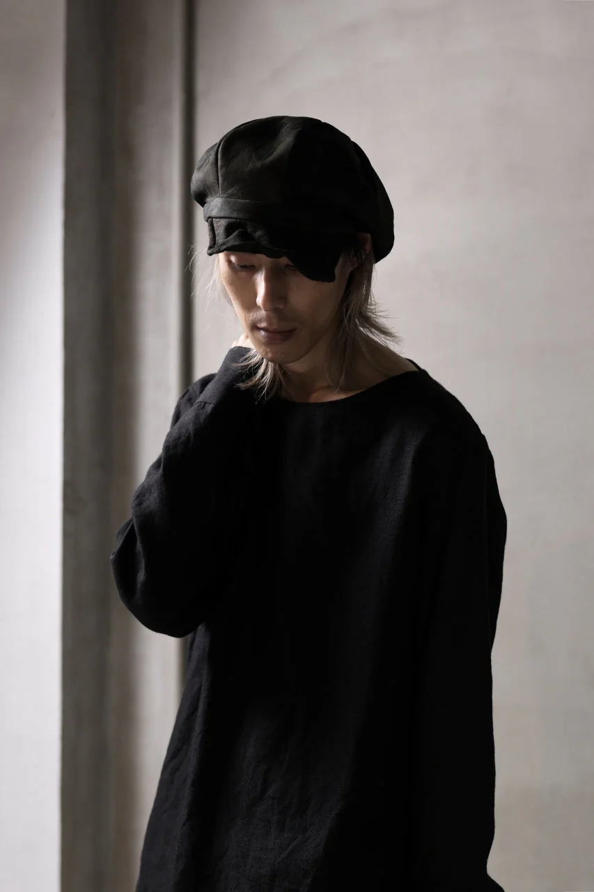 ierib Leather Casquette Cap / Lamb Suede (BLACK) - Image 20