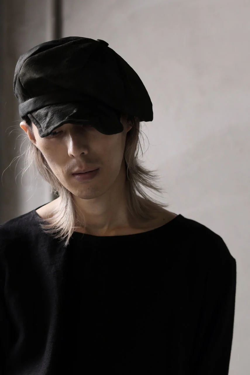 ierib Leather Casquette Cap / Lamb Suede (BLACK) - Image 22