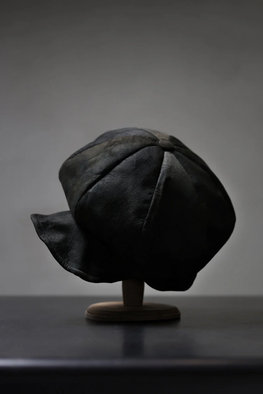 ierib Leather Casquette Cap / Lamb Suede (BLACK) - Image 28