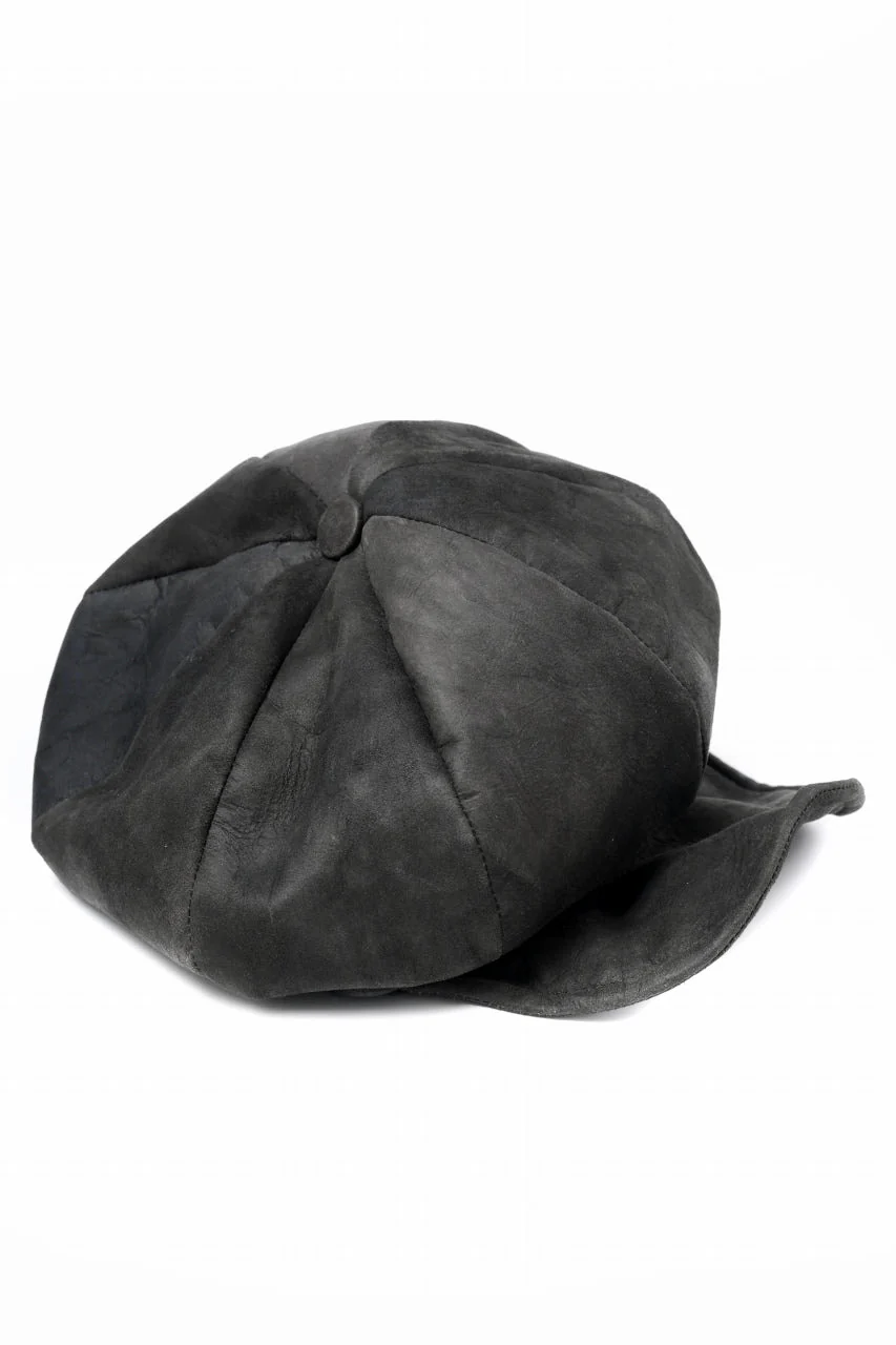 ierib Leather Casquette Cap / Lamb Suede (BLACK) - Image 3