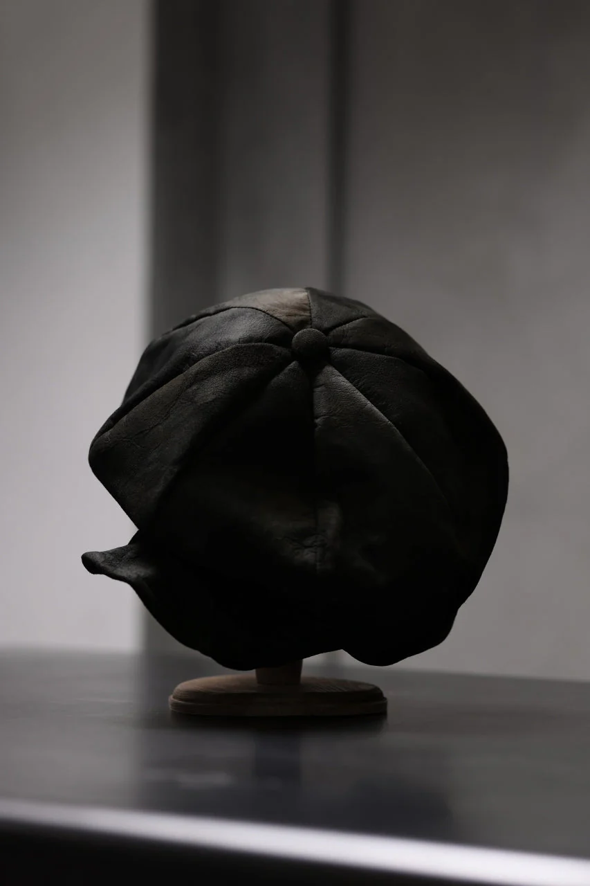 ierib Leather Casquette Cap / Lamb Suede (BLACK) - Image 31