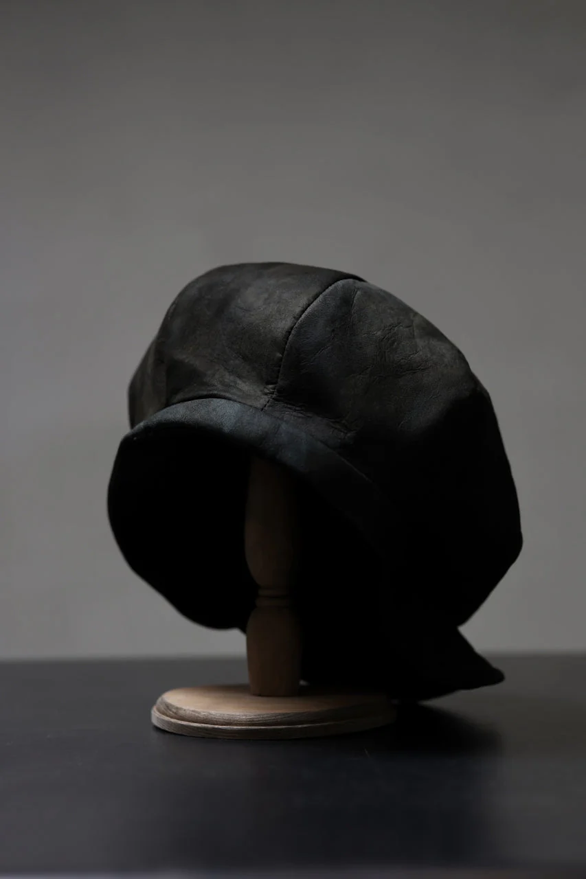 ierib Leather Casquette Cap / Lamb Suede (BLACK) - Image 33