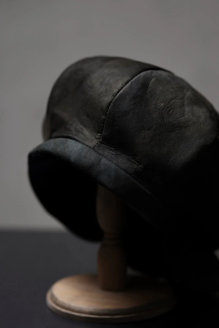 ierib Leather Casquette Cap / Lamb Suede (BLACK) - Image 34