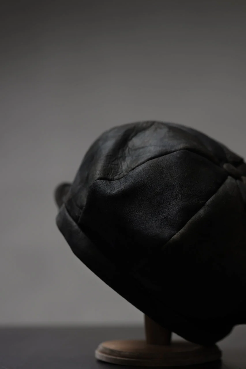 ierib Leather Casquette Cap / Lamb Suede (BLACK) - Image 35