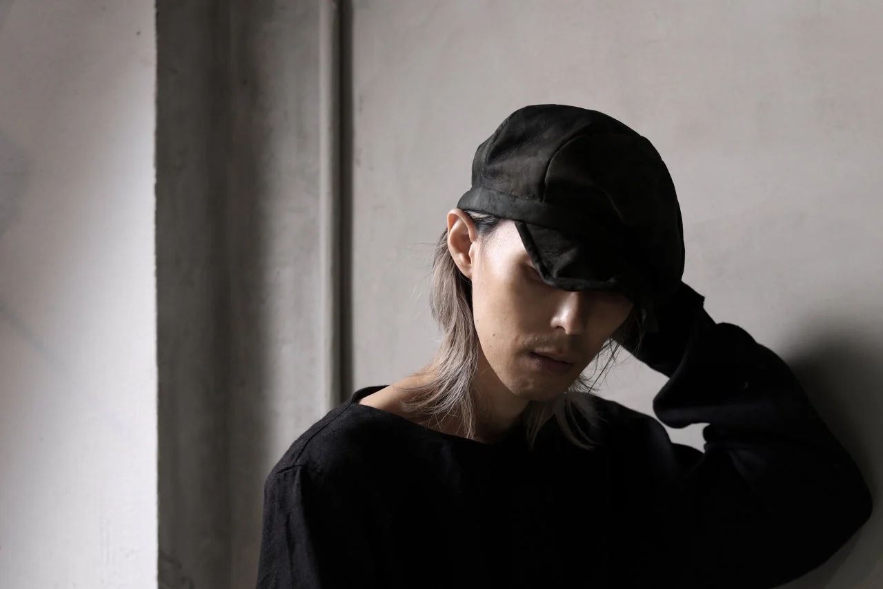ierib Leather Casquette Cap / Lamb Suede (BLACK) - Image 40