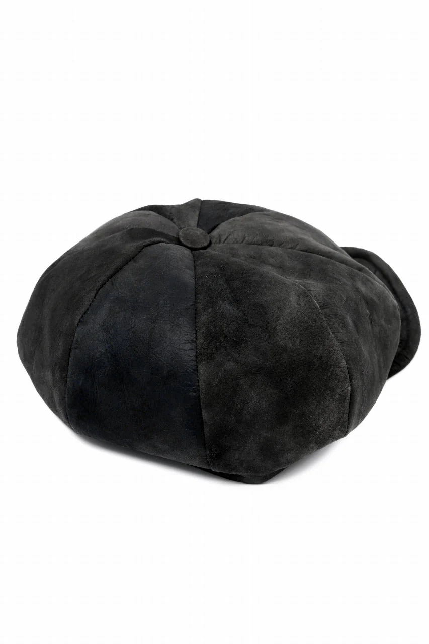 ierib Leather Casquette Cap / Lamb Suede (BLACK) - Image 7