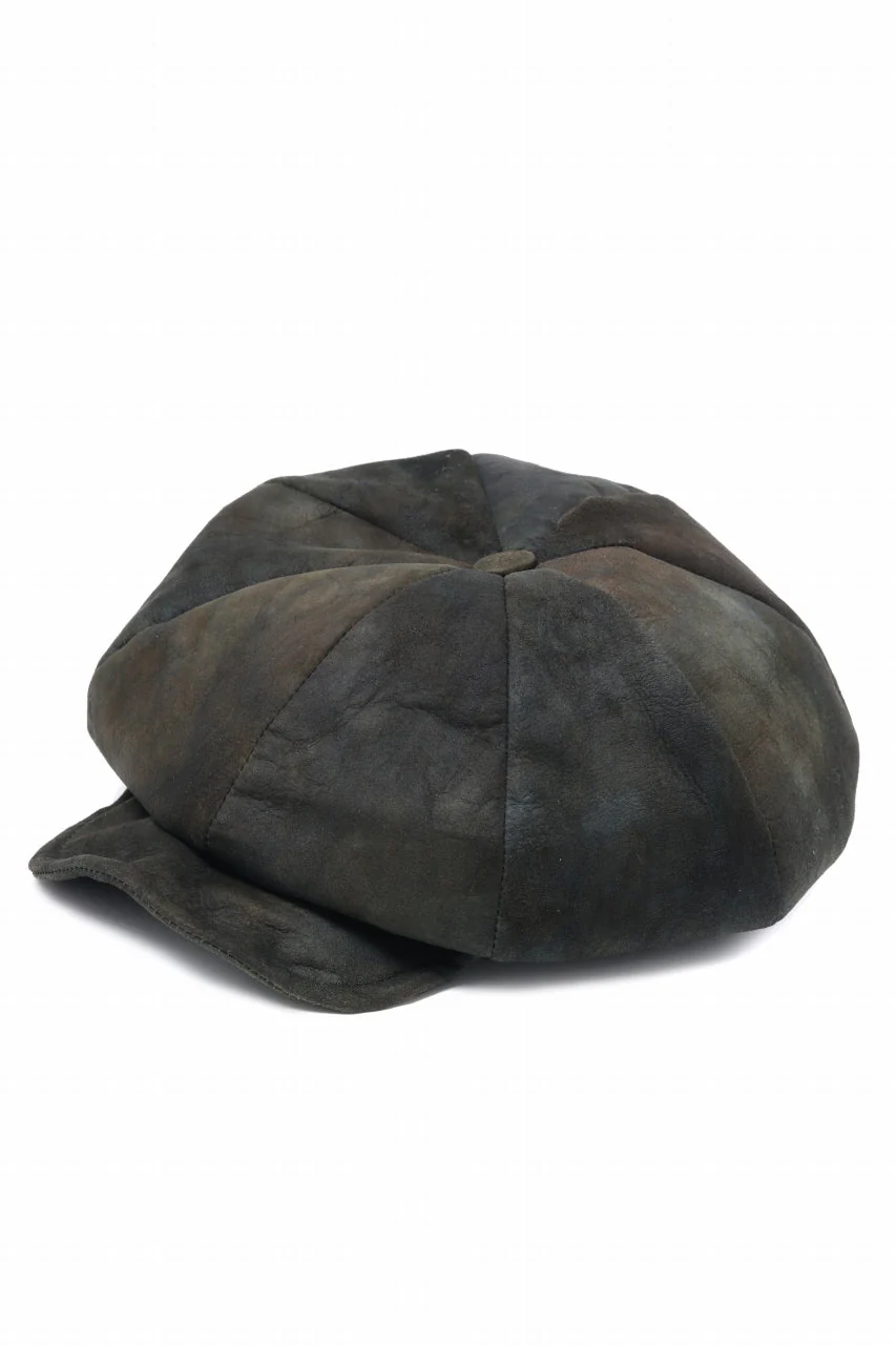 ierib Leather Casquette Cap / Lamb Suede (BLACK) - Image 6
