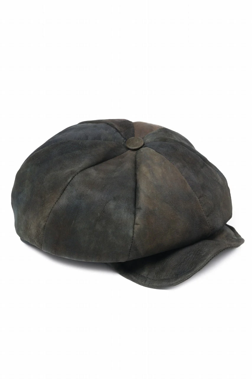 ierib Leather Casquette Cap / Lamb Suede (BLACK) - Image 8