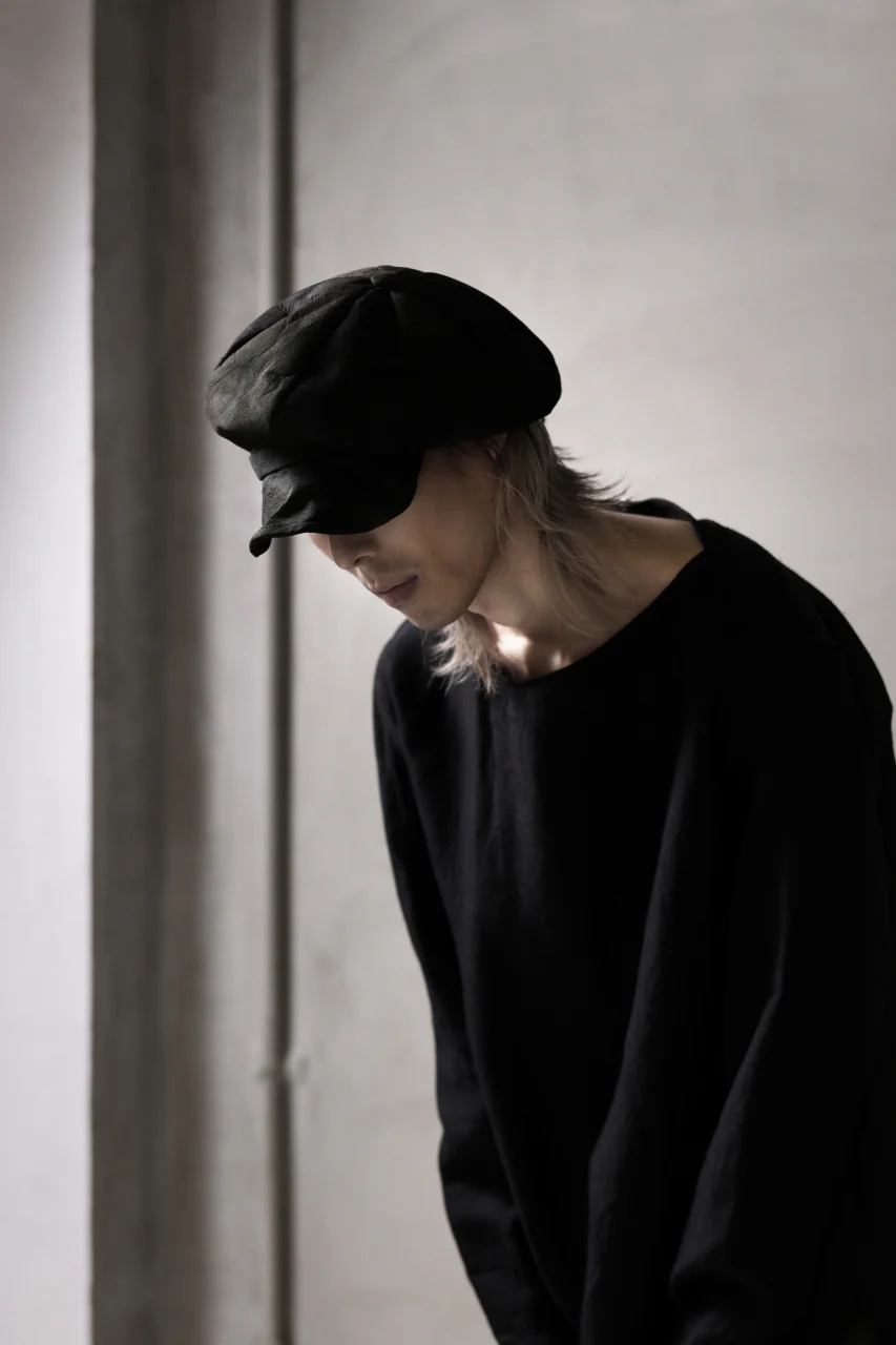ierib Leather Casquette / Lamb Suede (BLACK) - Image 15