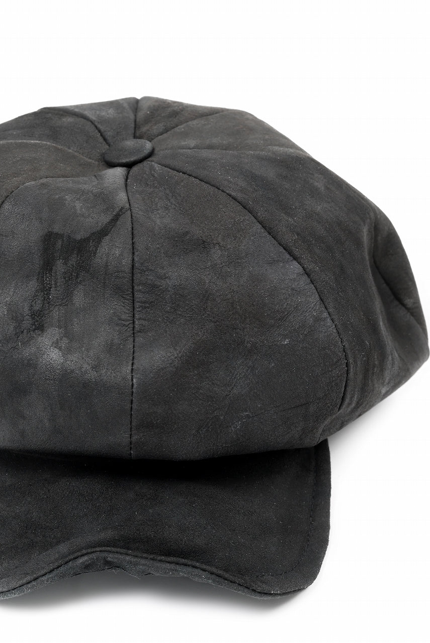 ierib Leather Casquette / Lamb Suede (BLACK) - Image 16