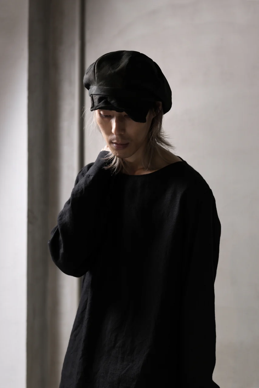 ierib Leather Casquette / Lamb Suede (BLACK) - Image 20