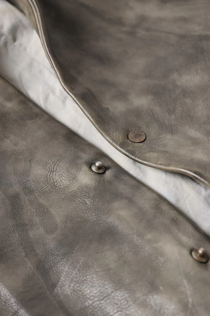 ierib Leather Vest / Hand Dyed Baby Calf (GREY) - Image 12