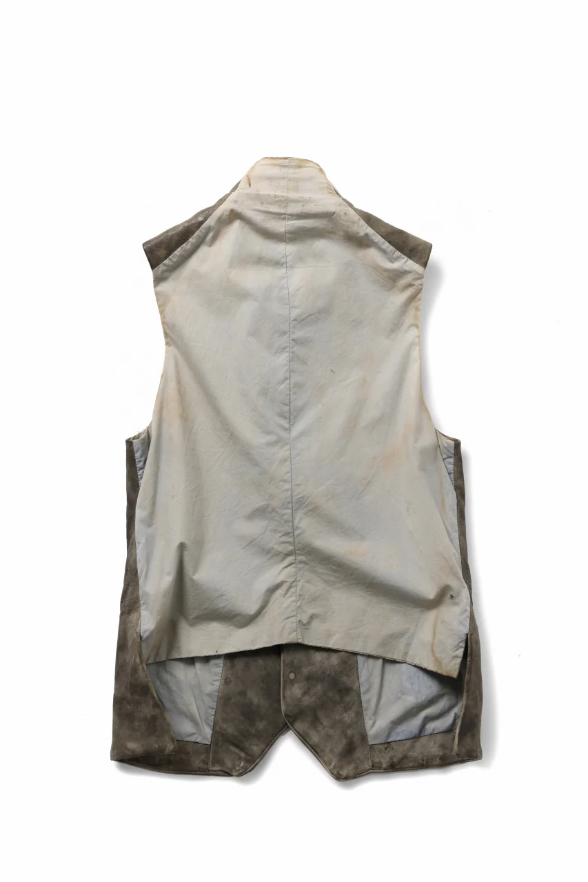 ierib Leather Vest / Hand Dyed Baby Calf (GREY) - Image 4