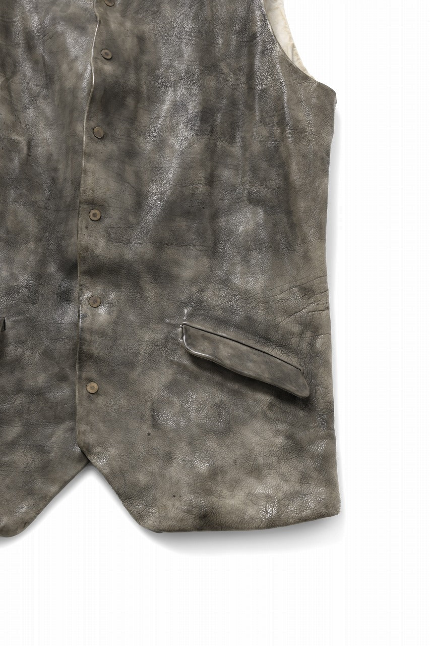ierib Leather Vest / Hand Dyed Baby Calf (GREY) - Image 7