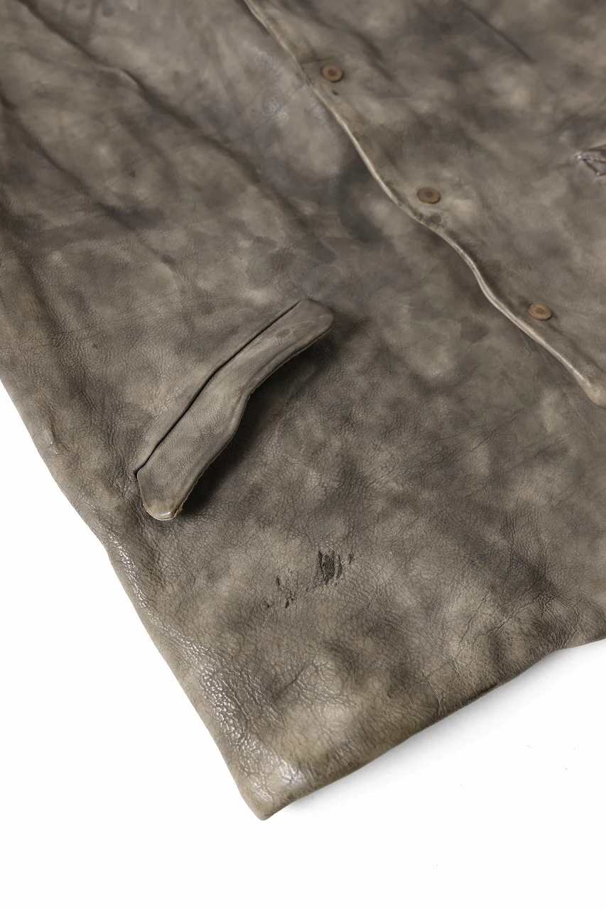 ierib Leather Vest / Hand Dyed Baby Calf (GREY) - Image 9