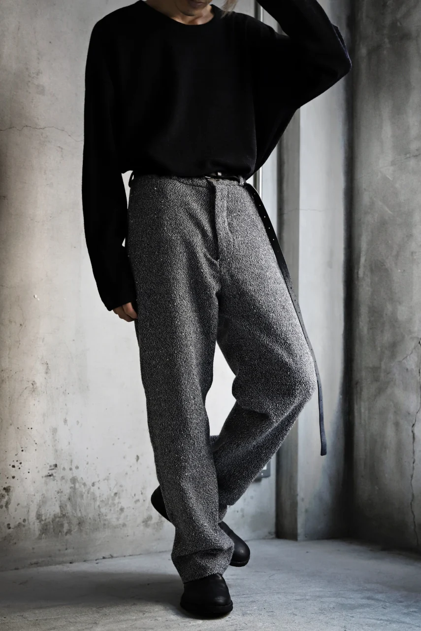 ierib loose fitted trousers / italian nep tweed wool (GREY) - Image 2
