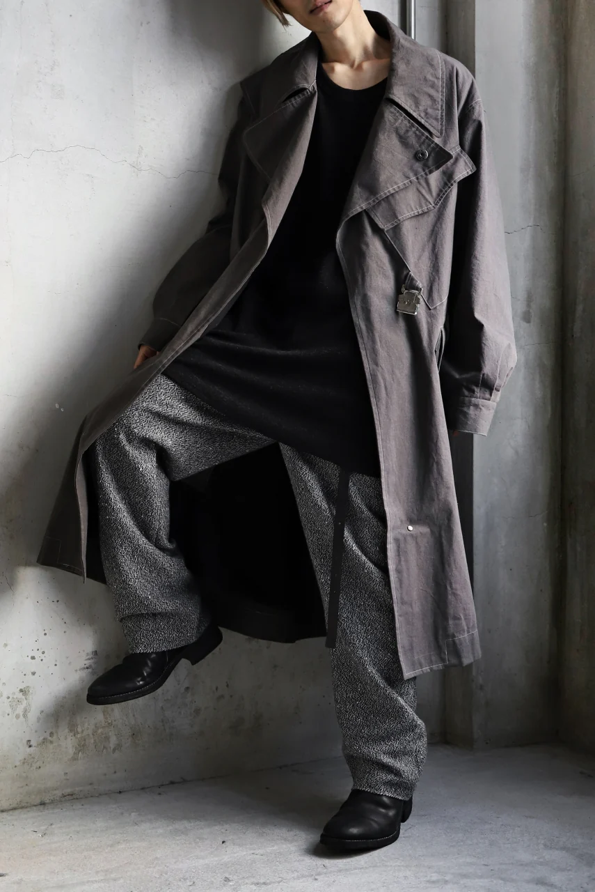 ierib loose fitted trousers / italian nep tweed wool (GREY) - Image 29