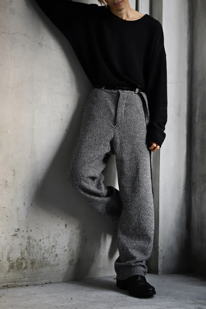 ierib loose fitted trousers / italian nep tweed wool (GREY) - Image 3