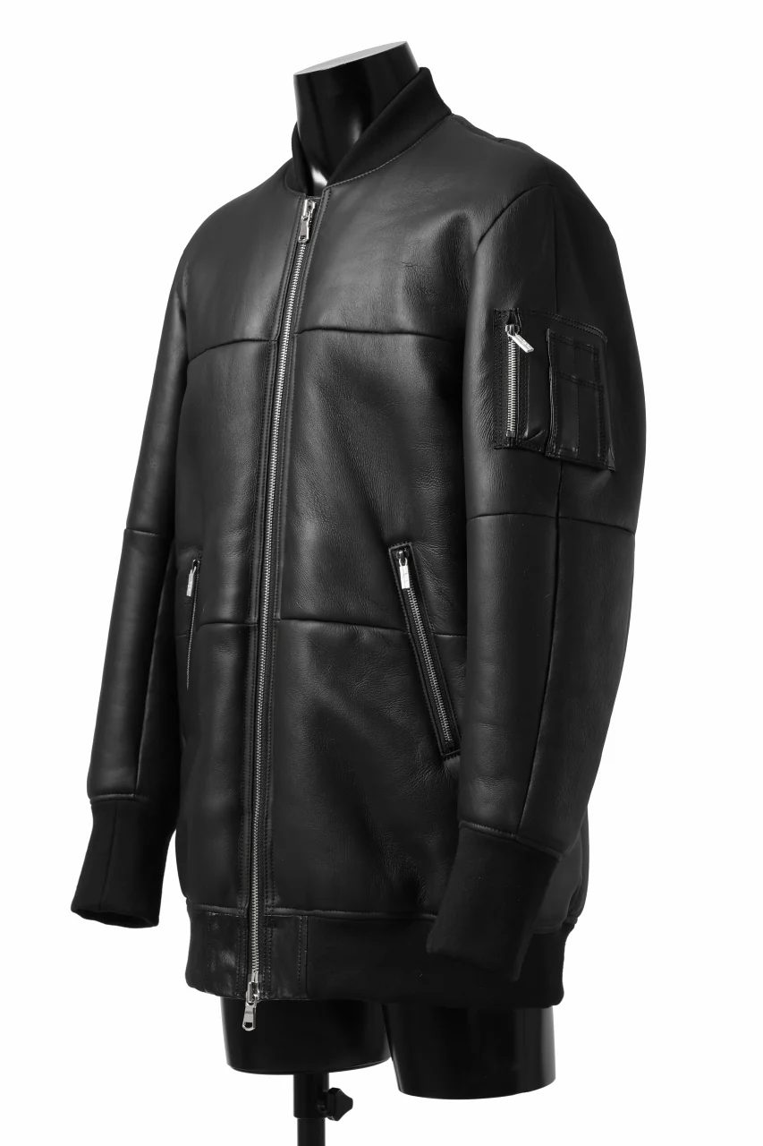 ierib ma-1 bomber jacket / toskana sheep shearling mooton (BLACK x ORANGE) - Image 3