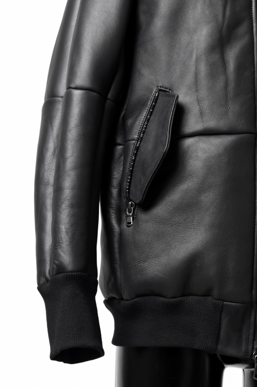 ierib exclusive ma-1 bomber jacket / toskana sheep shearling mouton (BLACK x BLACK) - Image 14