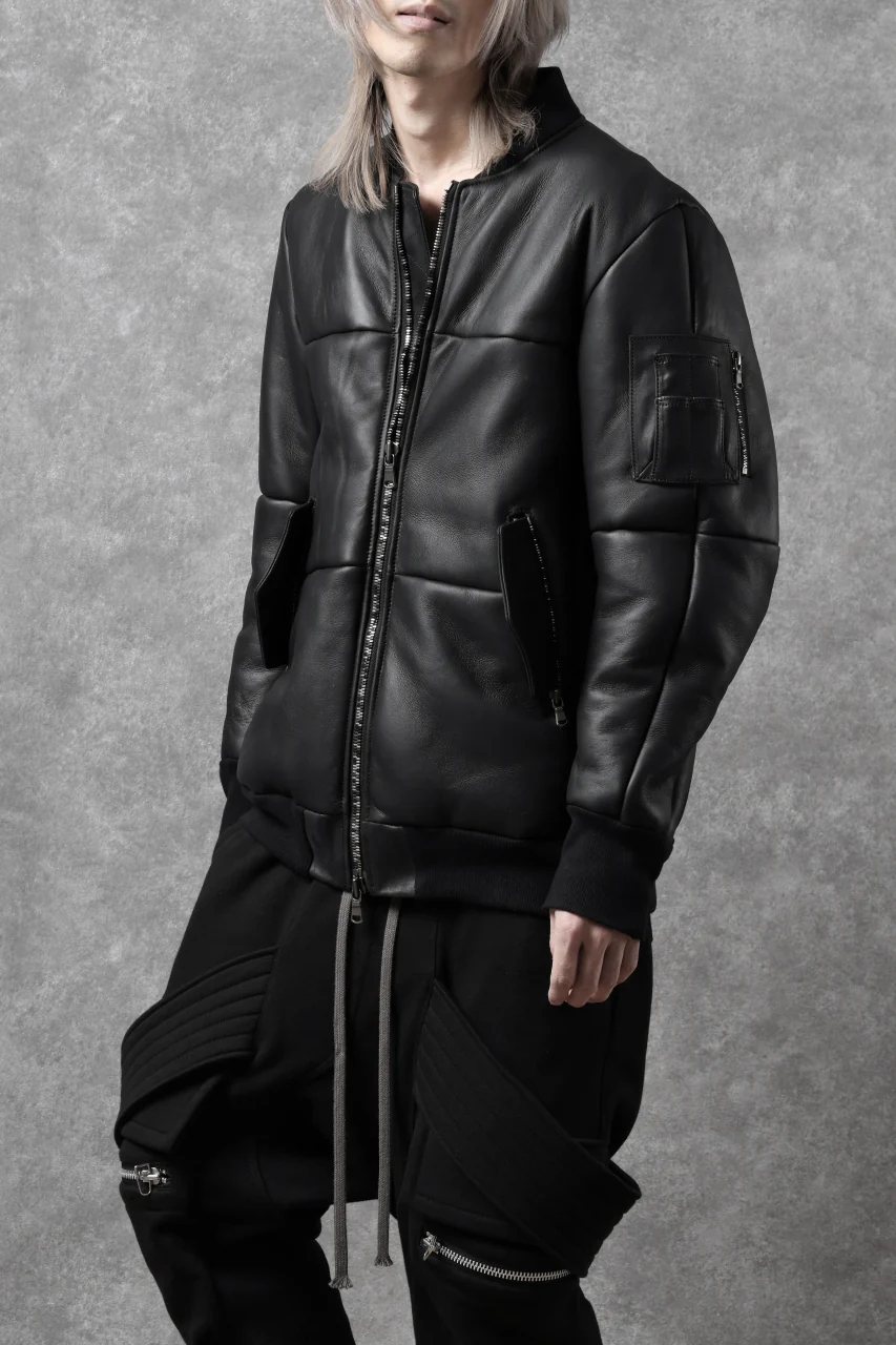 ierib exclusive ma-1 bomber jacket / toskana sheep shearling mouton (BLACK x BLACK) - Image 3