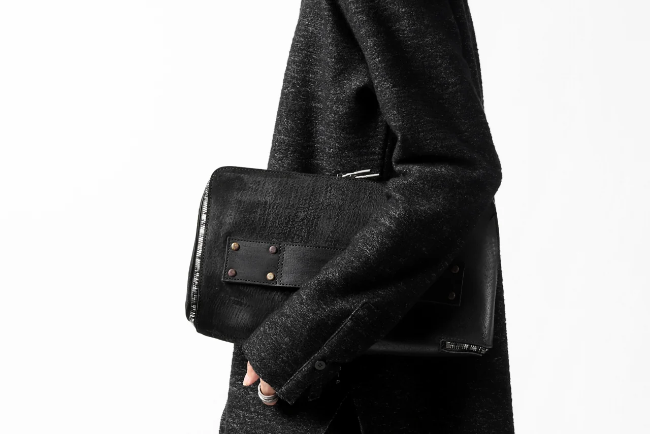 ierib MINIMAL SHIRT / COMPRESSED PILE KNIT (BLACK) - Image 35