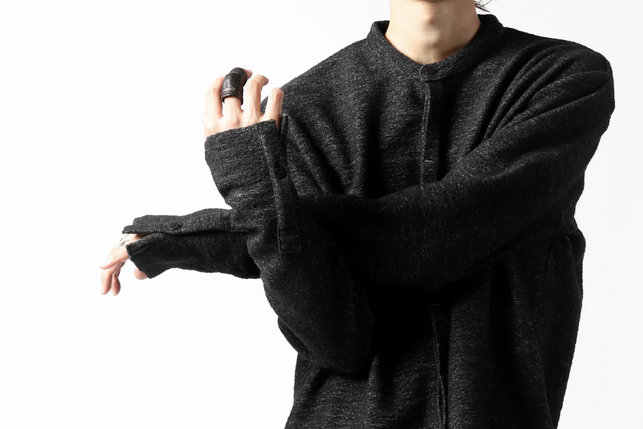 ierib MINIMAL SHIRT / COMPRESSED PILE KNIT (BLACK) - Image 38
