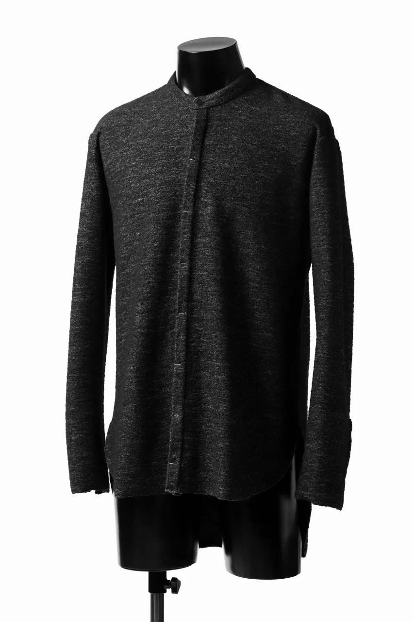 ierib MINIMAL SHIRT / COMPRESSED PILE KNIT (BLACK) - Image 8
