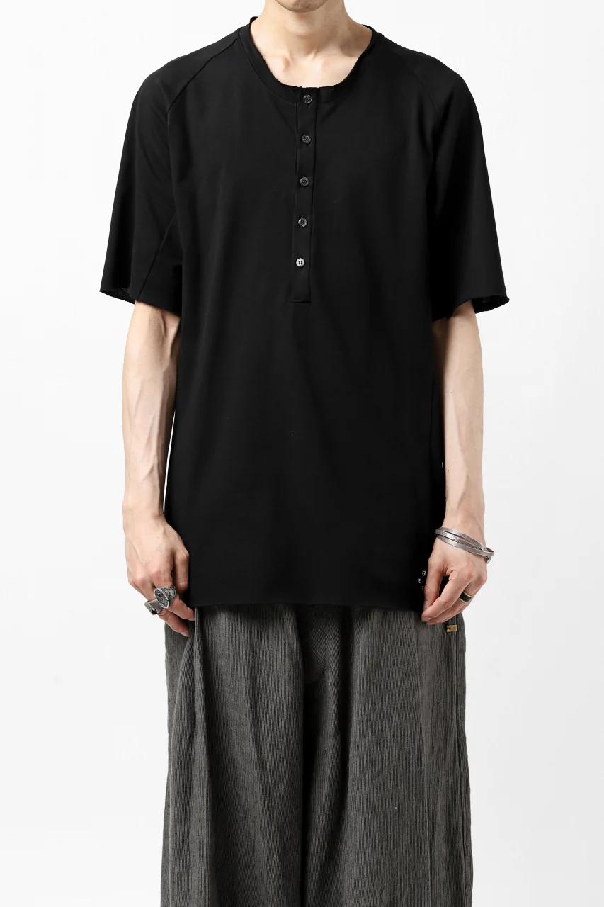 ierib raw edge Tee type-H  / light jersey (BLACK) - Image 2