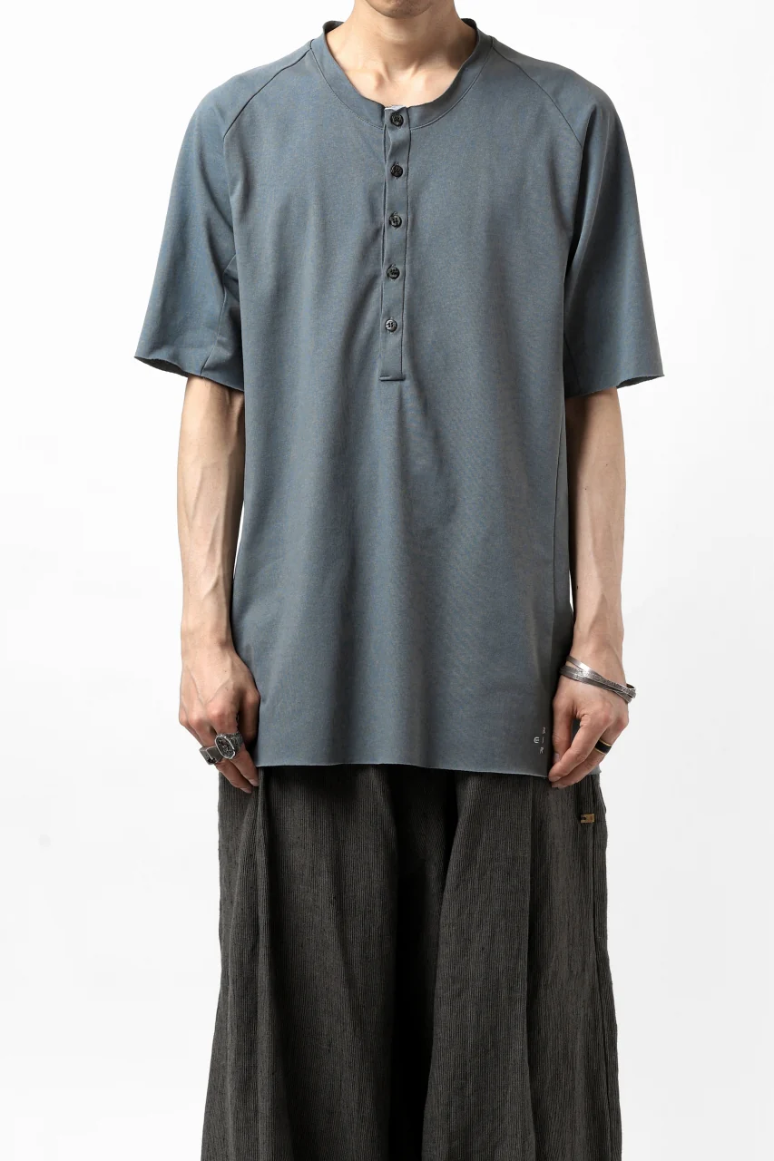 ierib raw edge Tee type-H / light jersey (BLUE GREY) - Image 2