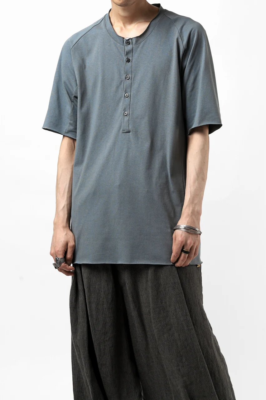 ierib raw edge Tee type-H / light jersey (BLUE GREY) - Image 3
