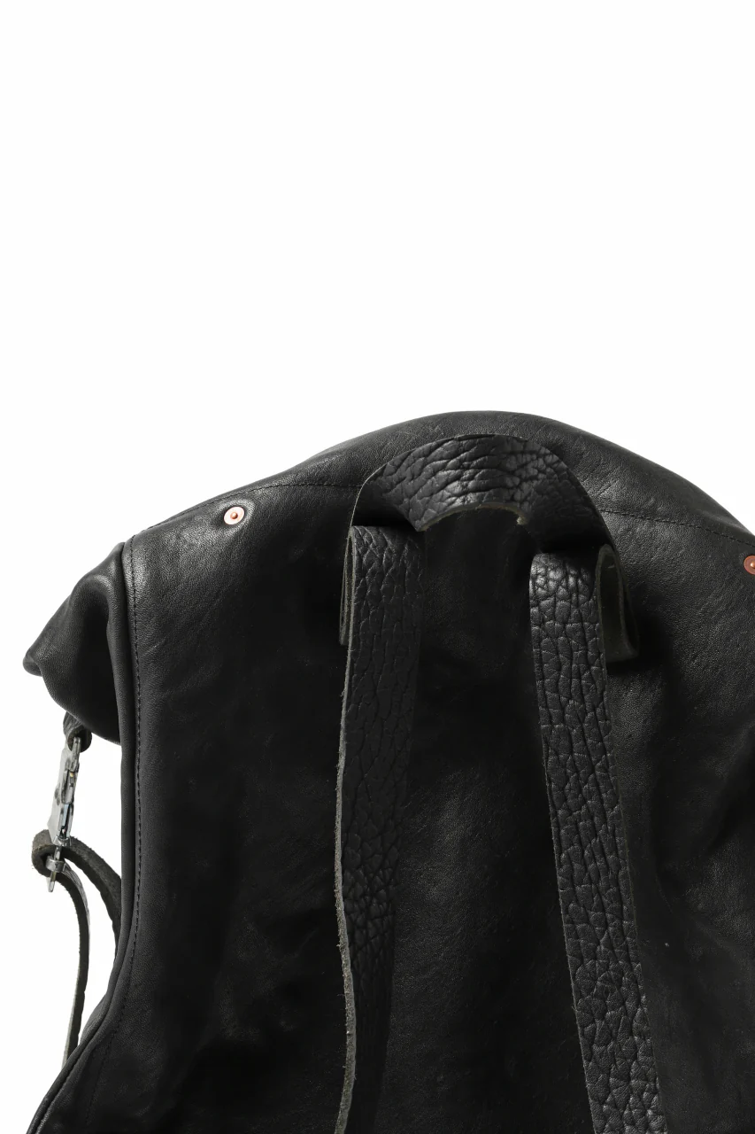 ierib roll top ruck sack / Oiled Horse Leather (BLACK) - Image 15