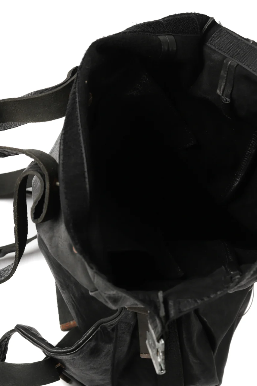 ierib roll top ruck sack / Oiled Horse Leather (BLACK) - Image 21