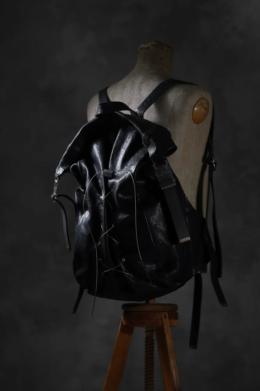 ierib roll top ruck sack / Oiled Horse Leather (BLACK) - Image 25