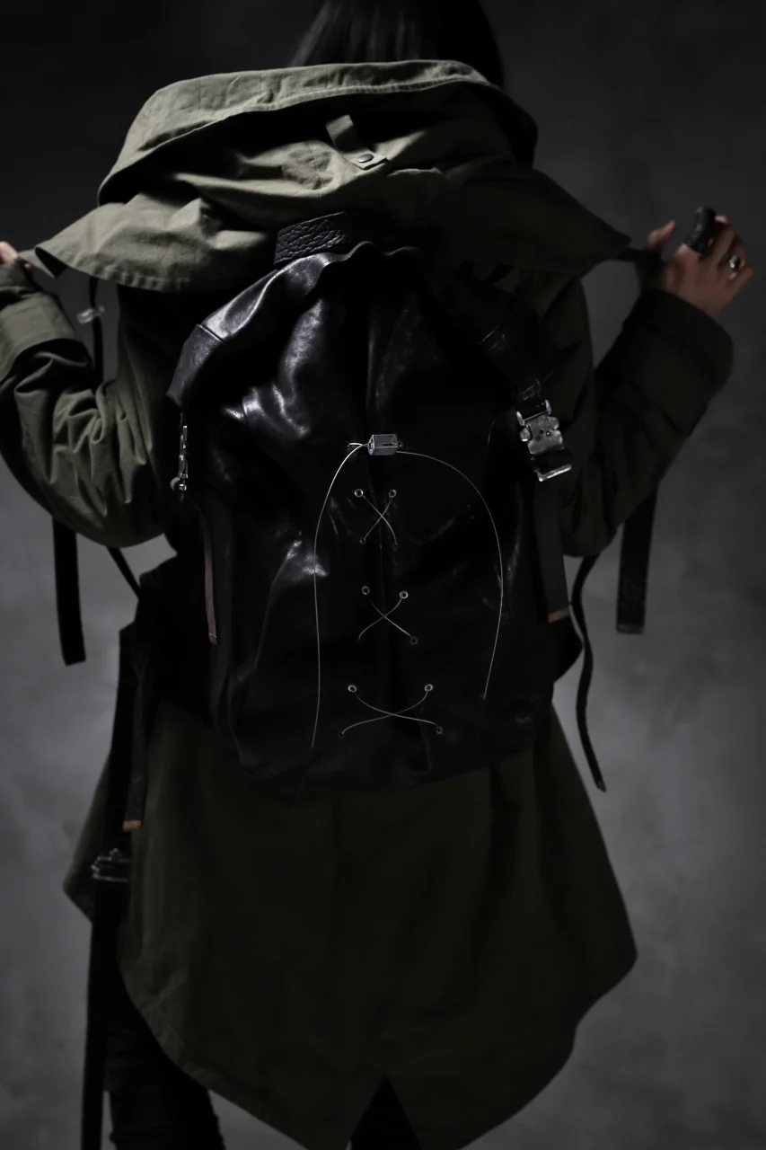 ierib roll top ruck sack / Oiled Horse Leather (BLACK) - Image 28