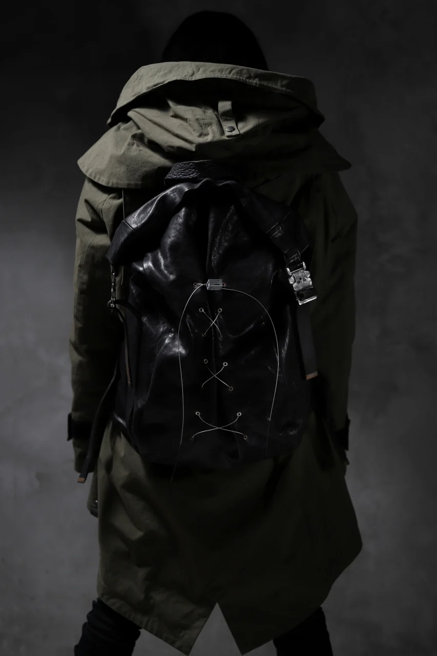 ierib roll top ruck sack / Oiled Horse Leather (BLACK) - Image 29