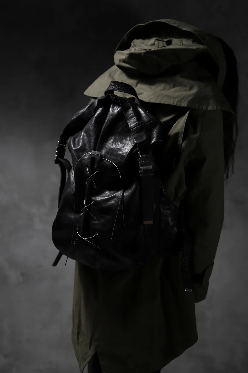 ierib roll top ruck sack / Oiled Horse Leather (BLACK) - Image 30
