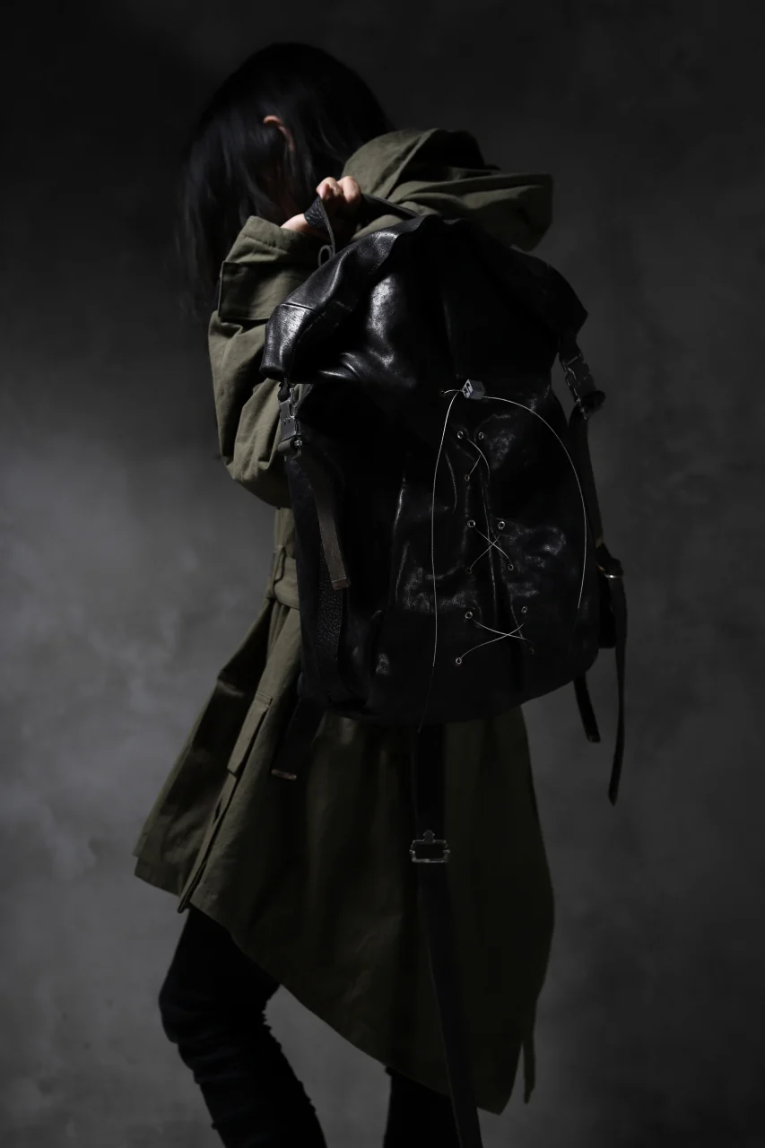 ierib roll top ruck sack / Oiled Horse Leather (BLACK) - Image 33