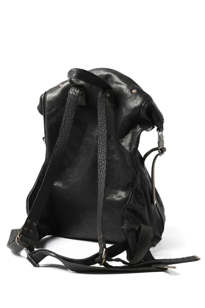 ierib roll top ruck sack / Oiled Horse Leather (BLACK) - Image 4