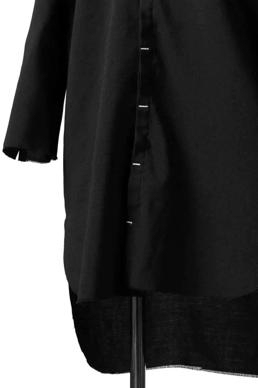 ierib deep slit long shirt / pure luster linen (BLACK) - Image 10