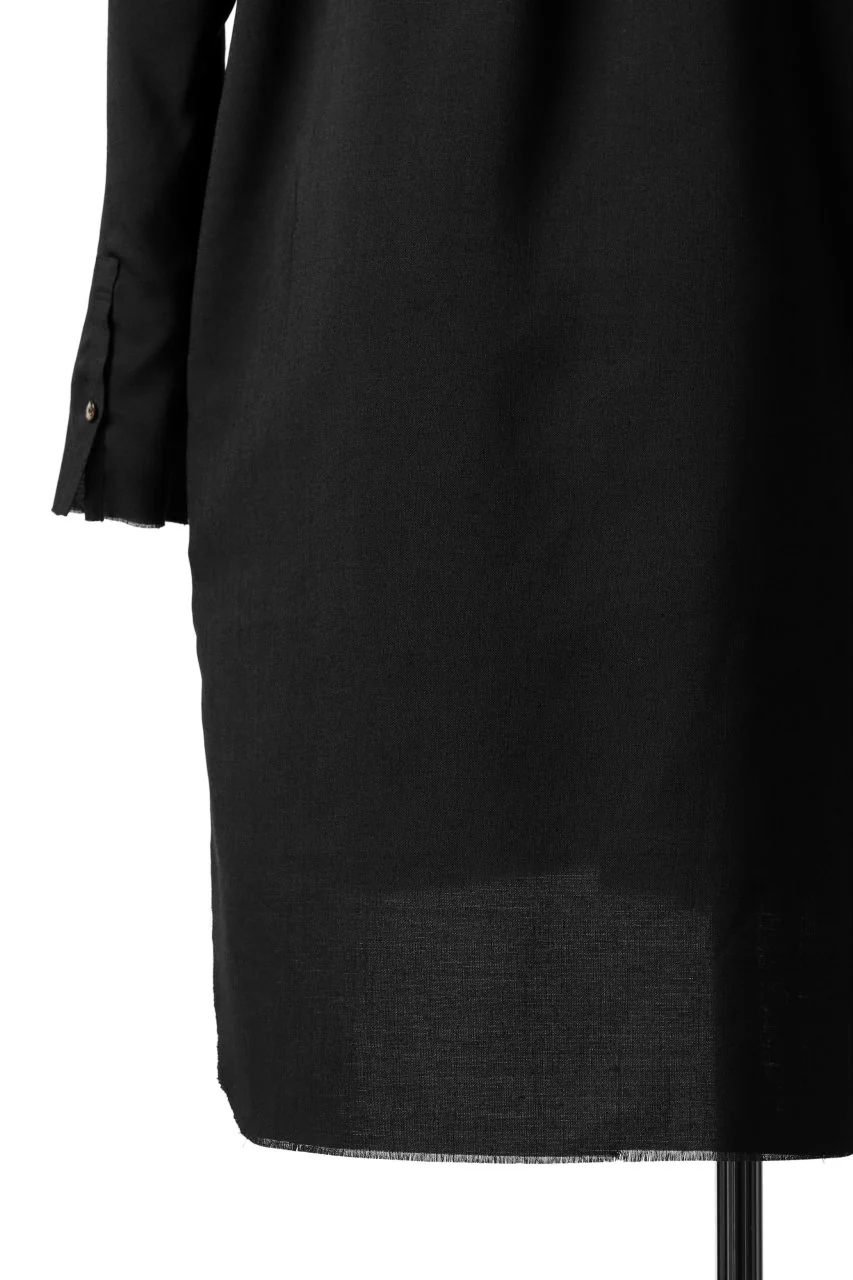 ierib deep slit long shirt / pure luster linen (BLACK) - Image 15