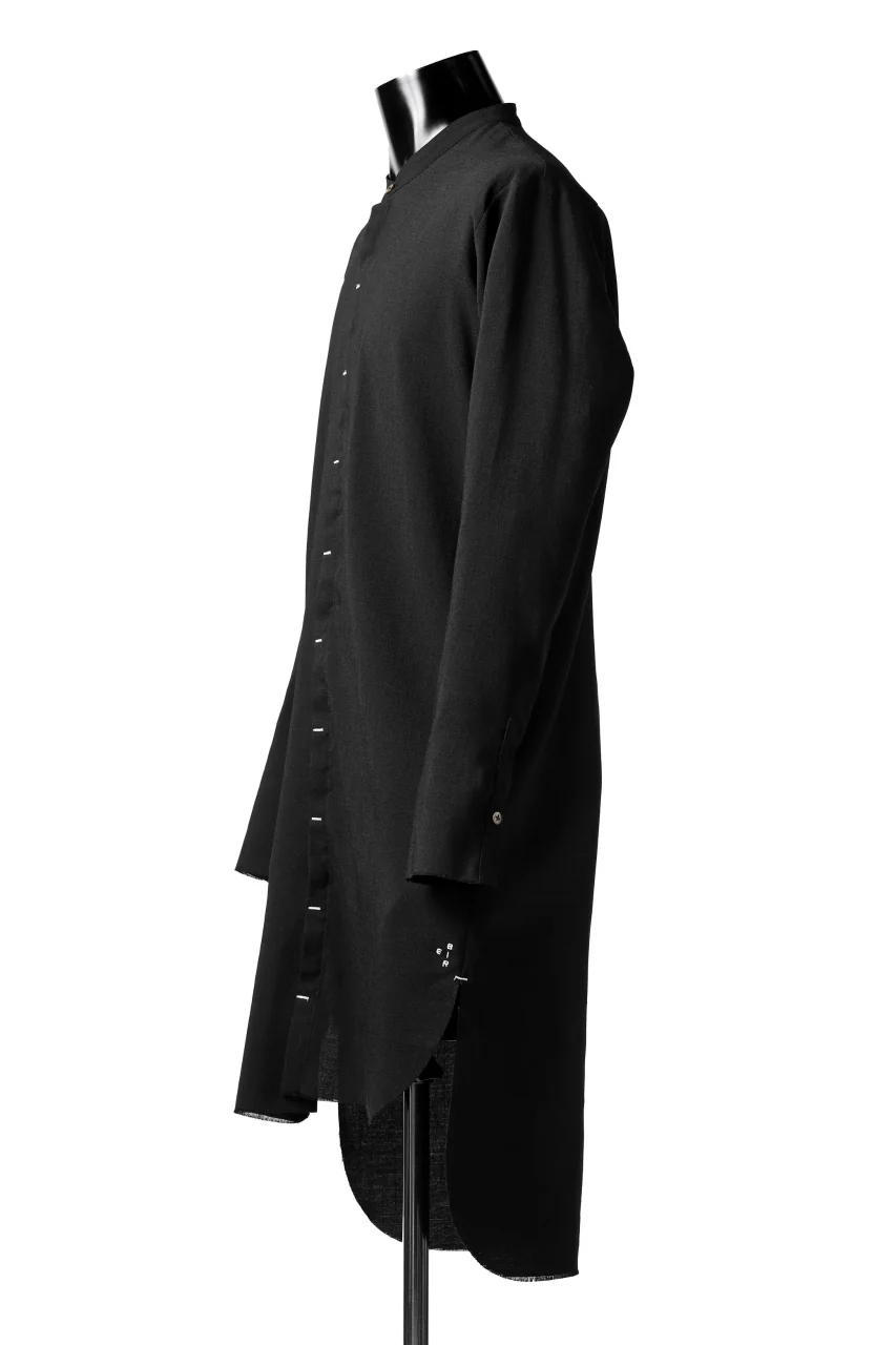 ierib deep slit long shirt / pure luster linen (BLACK) - Image 3