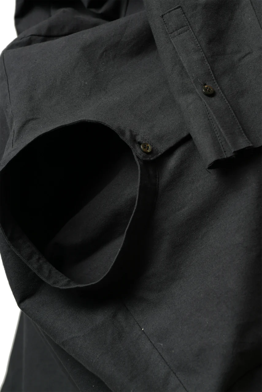 ierib slit middle shirt / boiled waxy cotton (BLACK) - Image 18