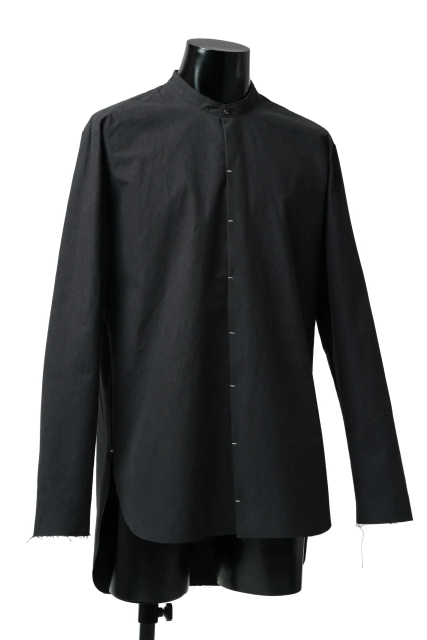 ierib slit middle shirt / boiled waxy cotton (BLACK) - Image 2