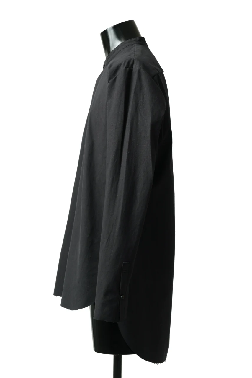 ierib slit middle shirt / boiled waxy cotton (BLACK) - Image 4